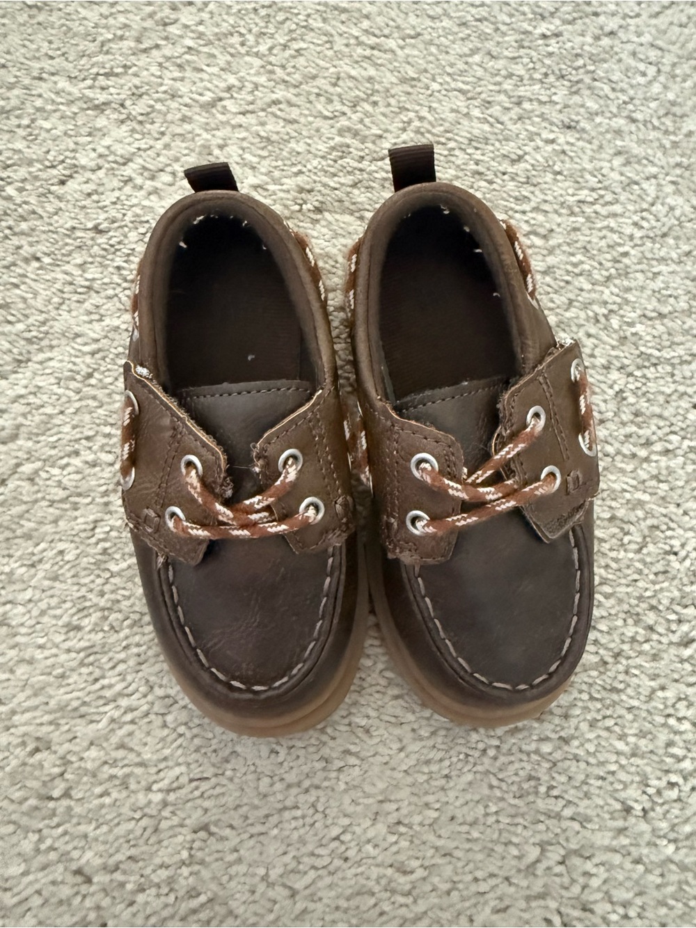 GAP Brown Boys' Leather Boat Shoes with Contrast Laces